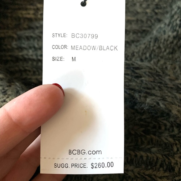 BCBG NWT Double Breasted Sweater Medium Meadow/Black Beautiful! - Picture 6 of 8